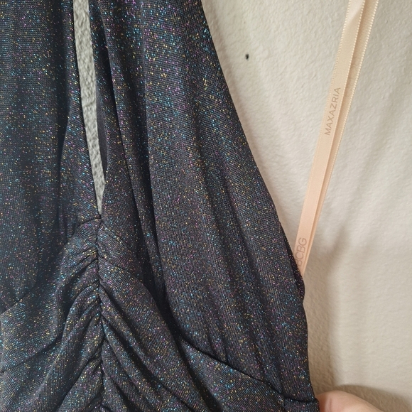 BCBG MAXAZRIA Womens Black Rainbow Sparkle Long Halter Dress. Size S - Picture 4 of 10